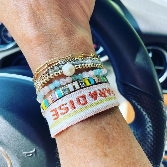 Handmade 14k gold filled stretch paw print bracelet - Picture 4 of 7